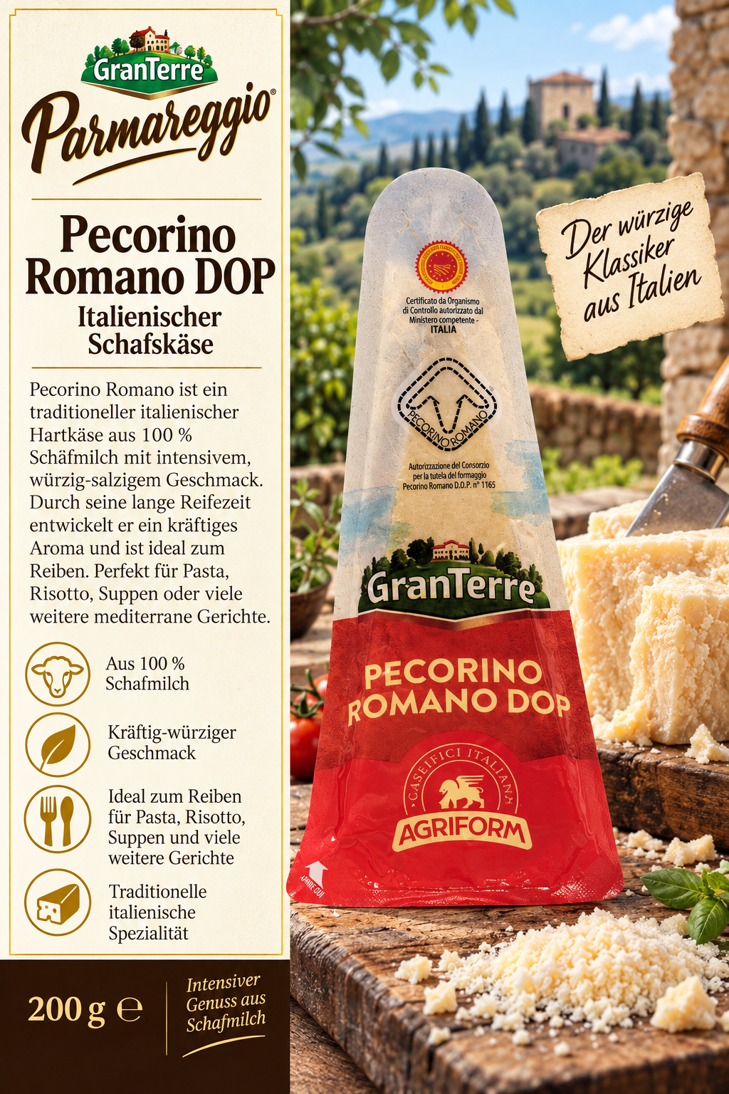 Pecorino, Romano, DOP, Schafkäse, Italienischer Käse
