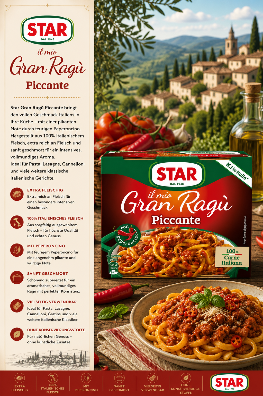 Pasta, Tomate, Ragù, Italienisch, Schachtel