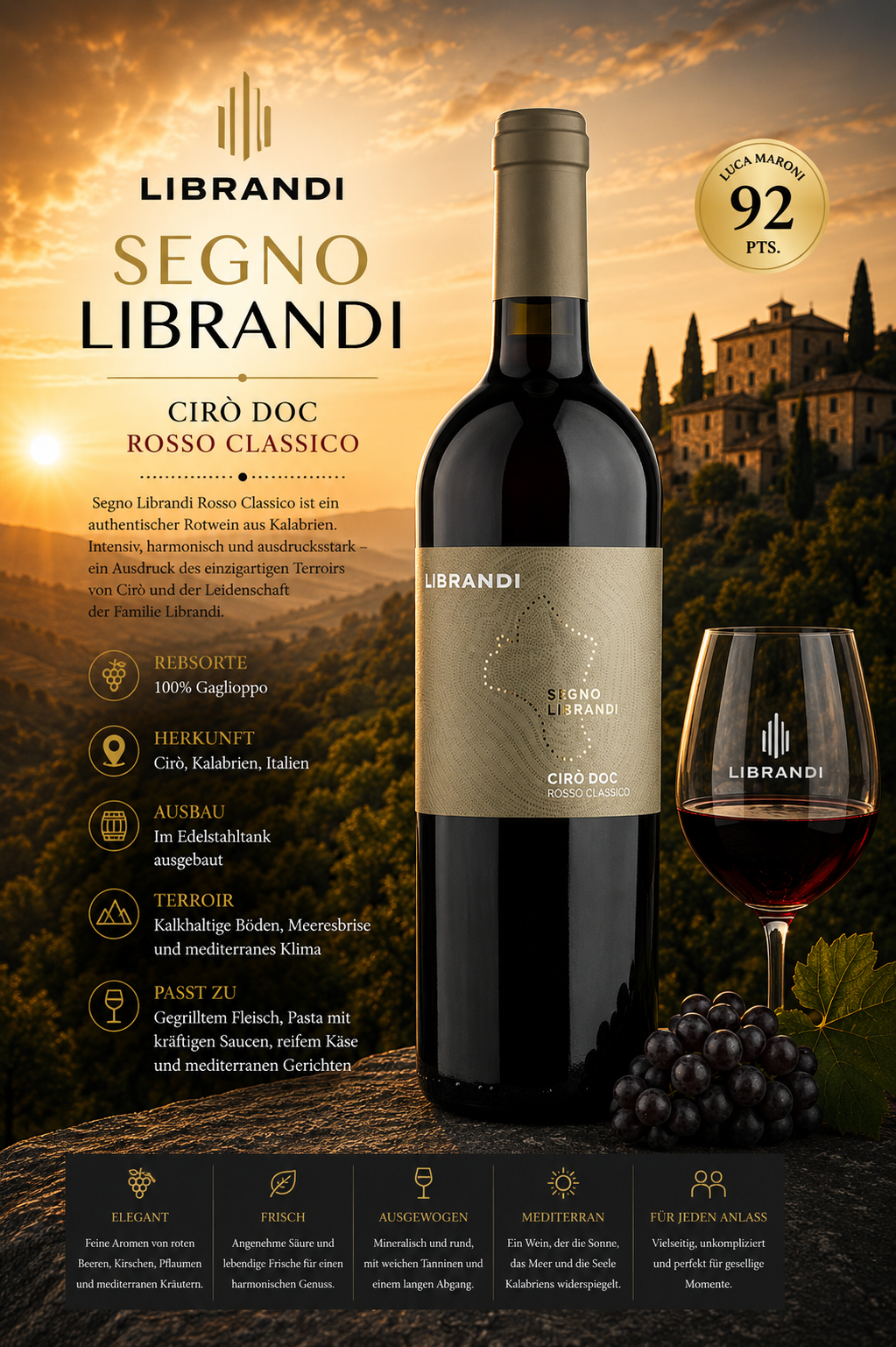 rotwein, flasche, glas, italien, weinsorte