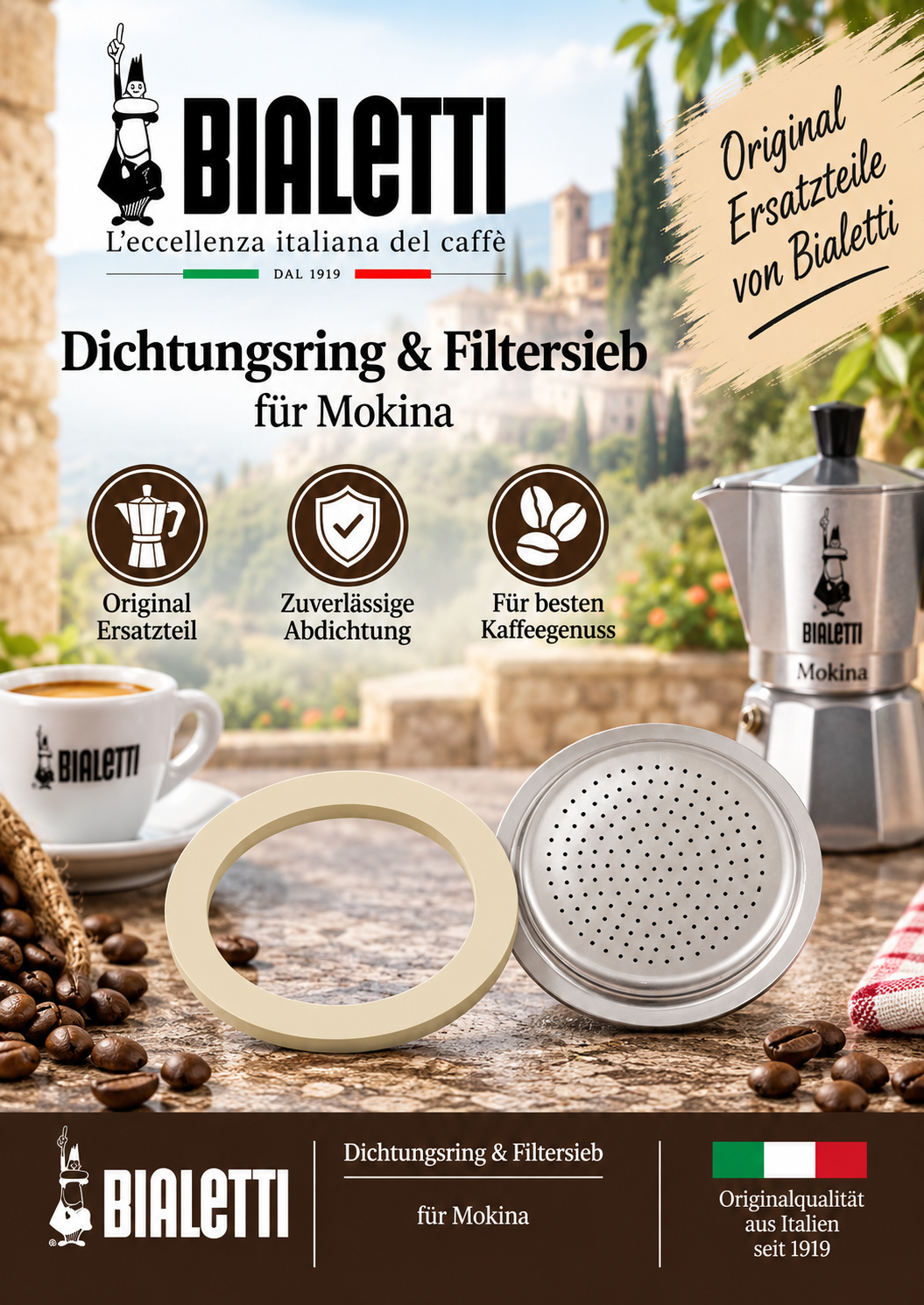 Dichtung, Dichtungsring, Filter Sieb, Mokina, Originalersatzteil