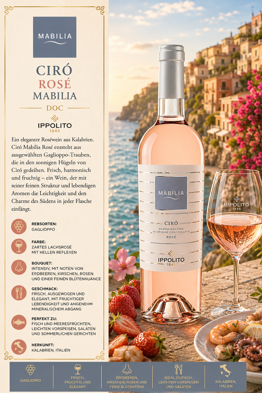 Rosé, Wein, Flasche, Glas, Etikett