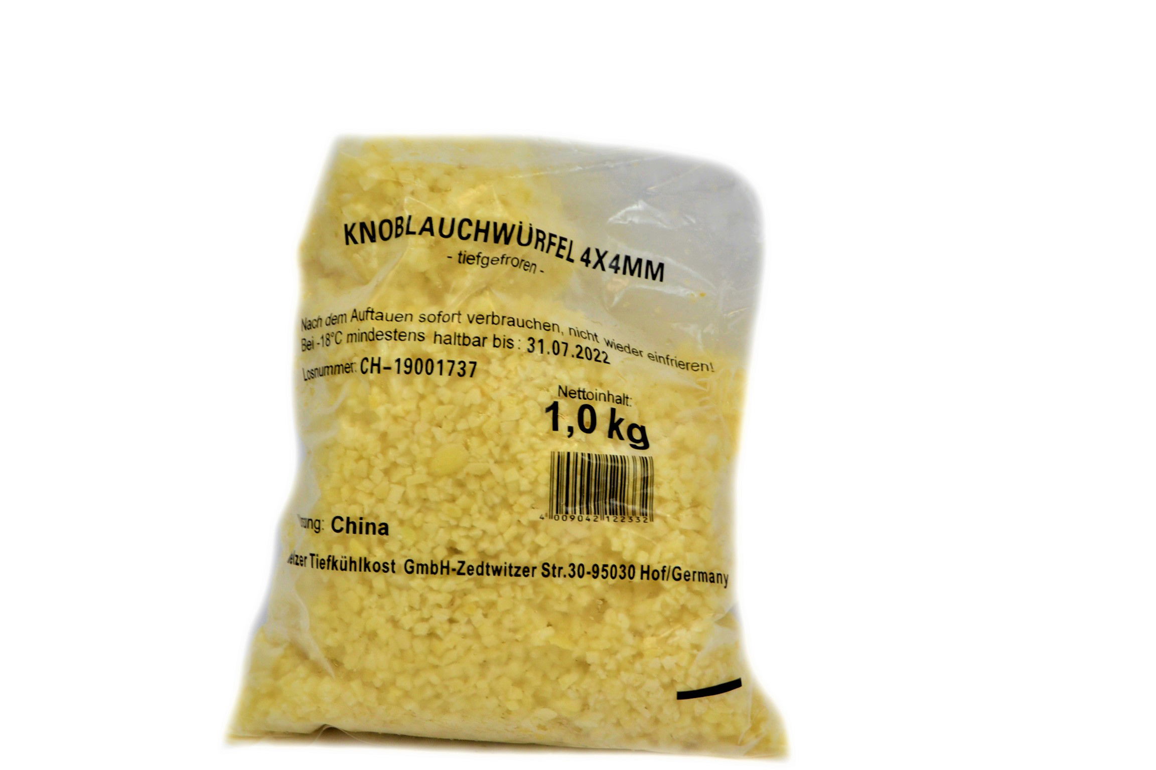 Knoblauchwürfel 4x4 mm 1kg TK