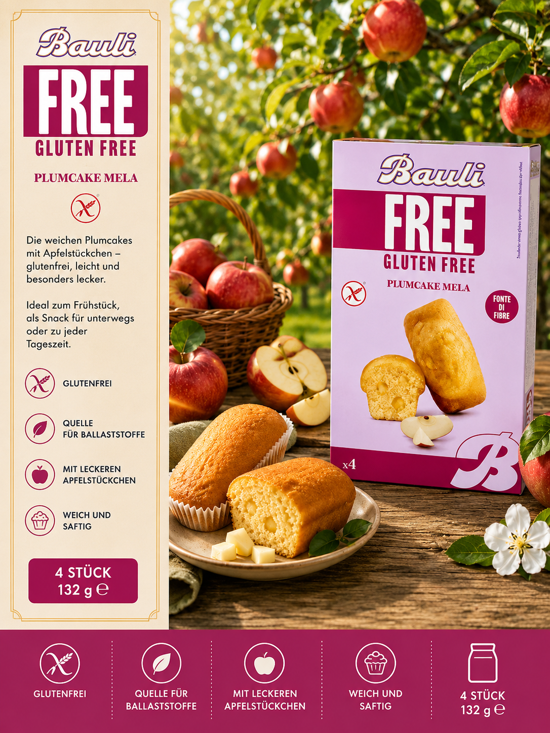 glutenfrei, plumcake, muffin, apfelkuchen, backmischung
