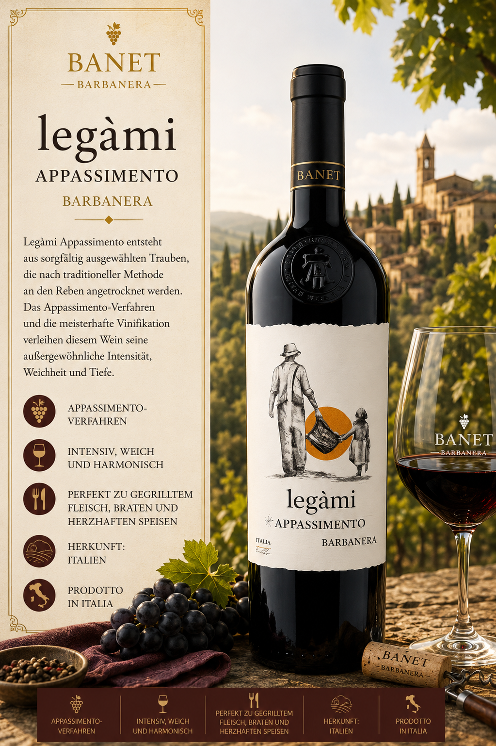 wein, rotwein, flasche, etikett, italien