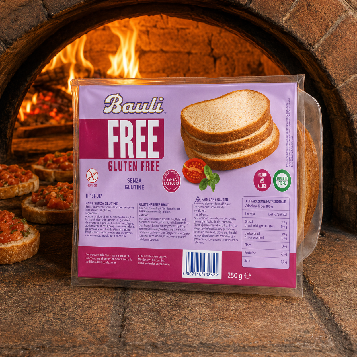 glutenfrei, brot, toast, packung, 250g