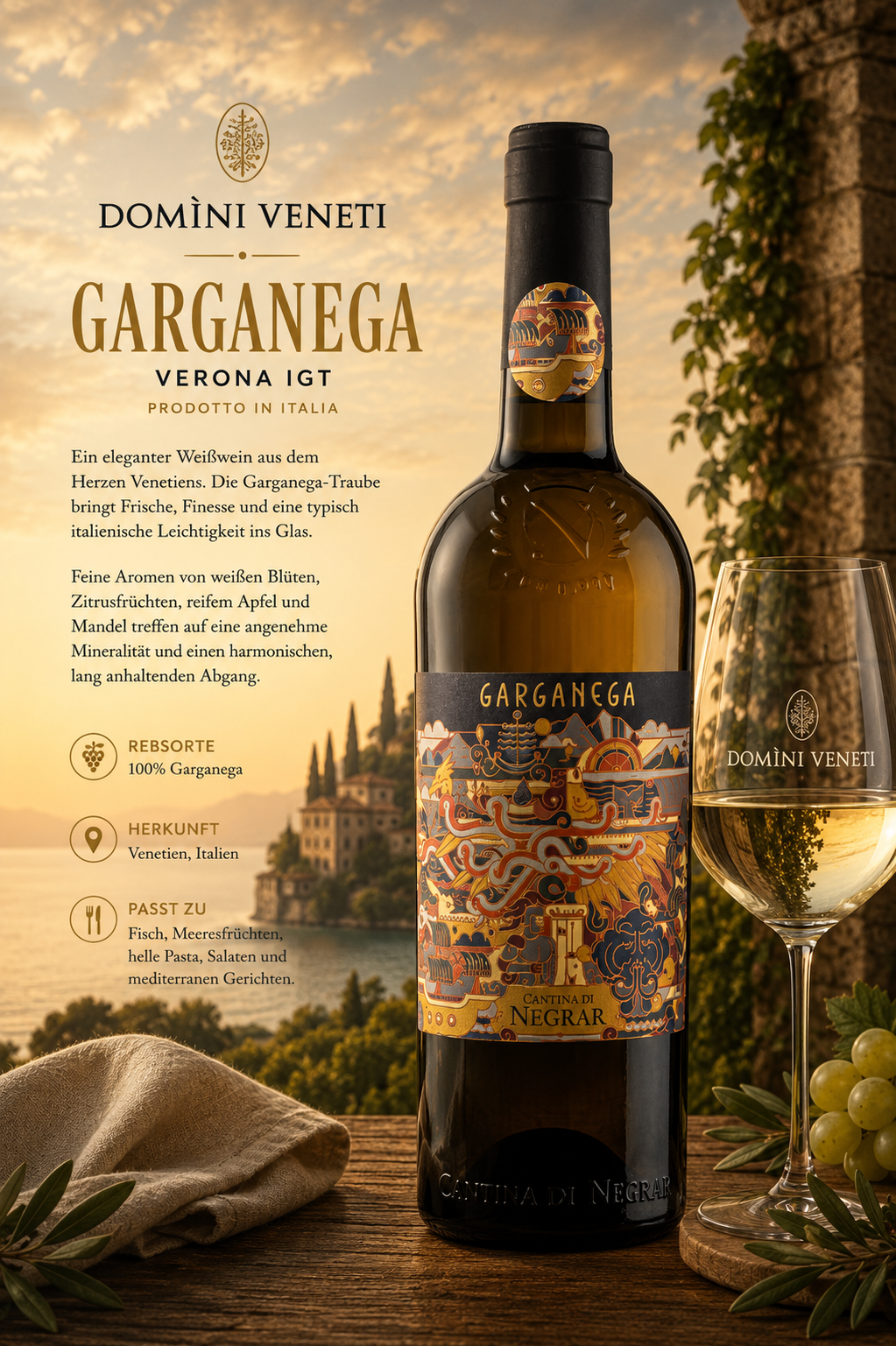wein, garnega, flasche, glas, etikett