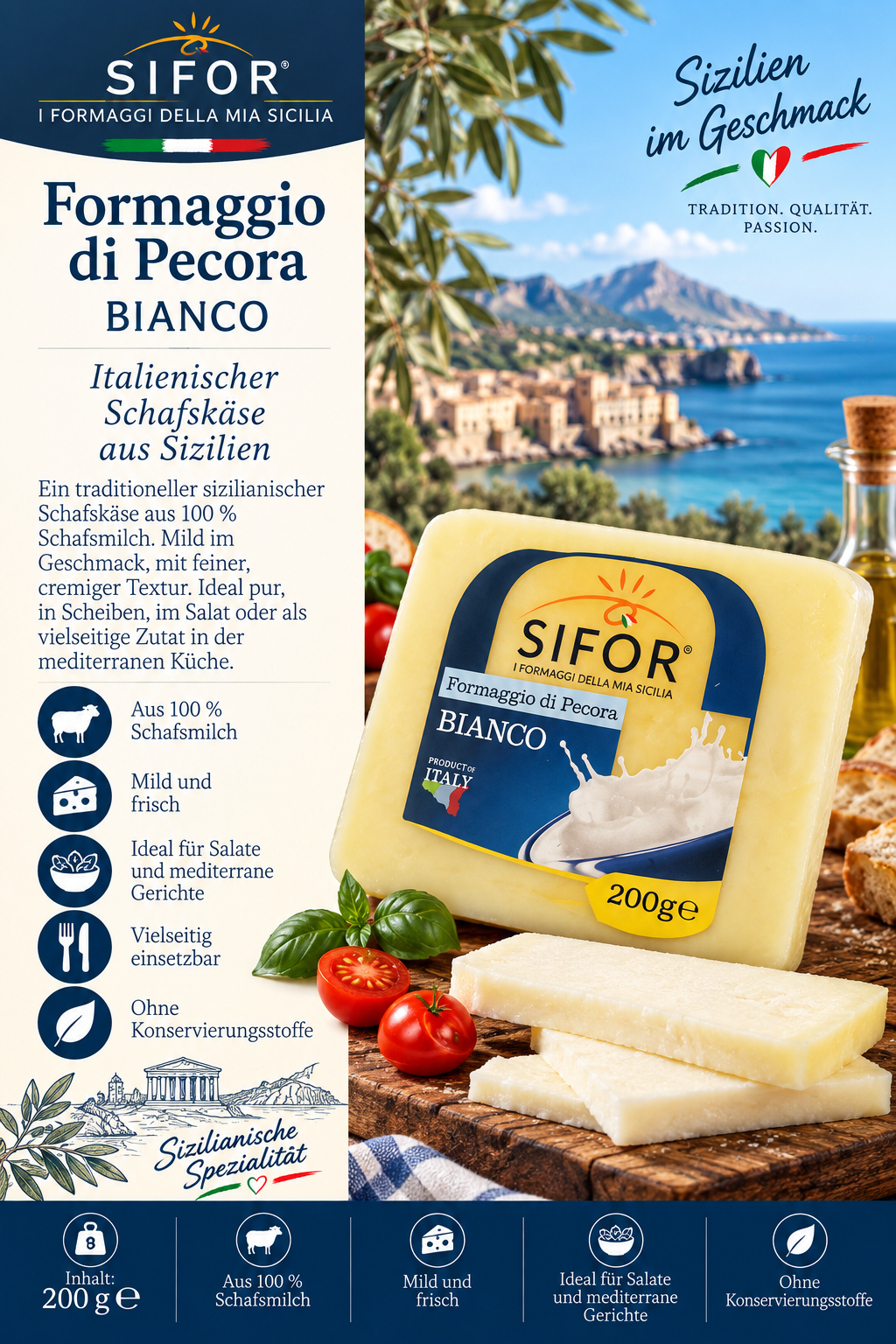 Formaggio, Pecora, Bianco, Sizilien, Käseblock