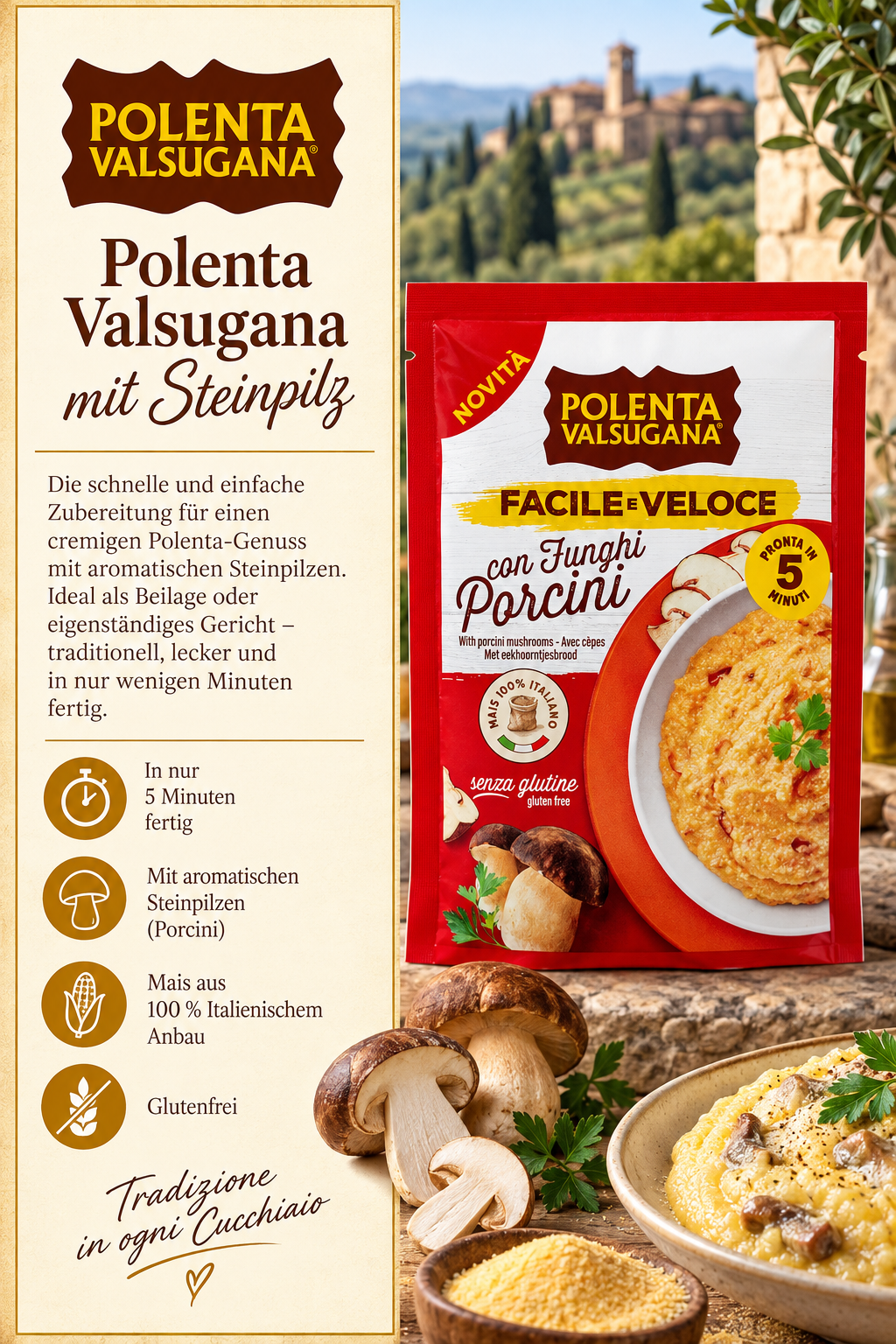 Polenta, Steinpilz, Glutenfrei, Italienisch, Zutaten