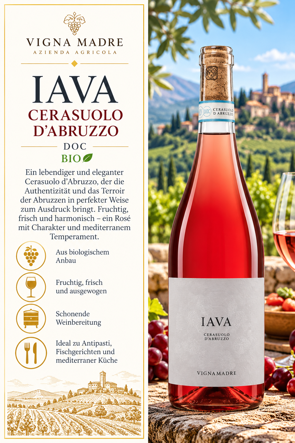 Rosé, Weißwein?, Cerasuolo d'Abruzzo, Bio, Flasche Glas