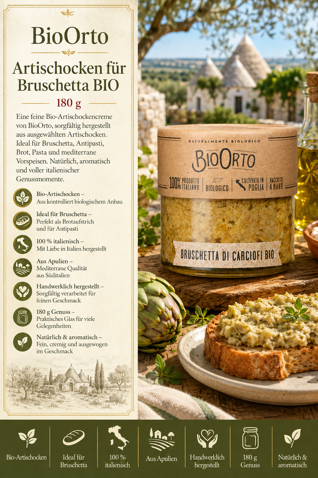 Artischocken, Bruschetta, BIO, Artischockencreme, Bruschetta-Treffer