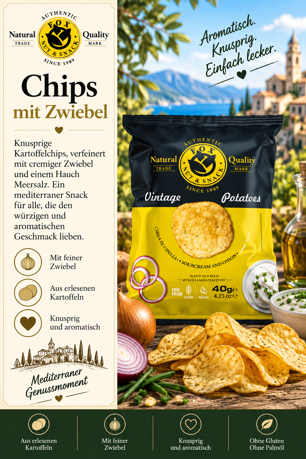 Chips, Zwiebel, Kartoffelchips, Knusprig, Mediterraner Snack