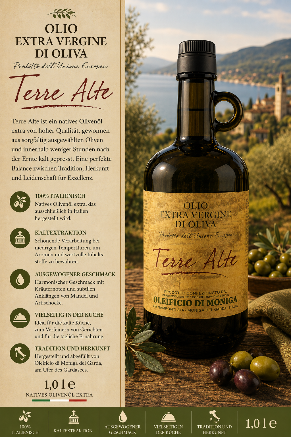 olivenöl, extra vergine, flasche, terracotta etikett, italienisch