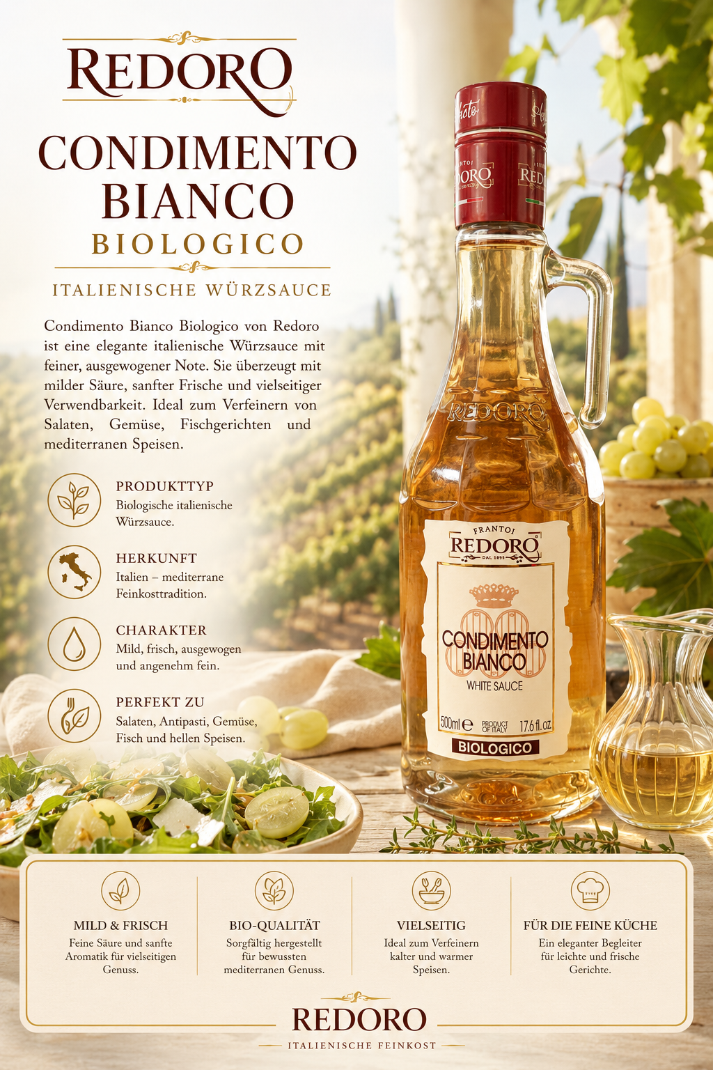 Würzsauce, Biologisch, Italienische Küche, Salat-Dressing, Condimento Bianco