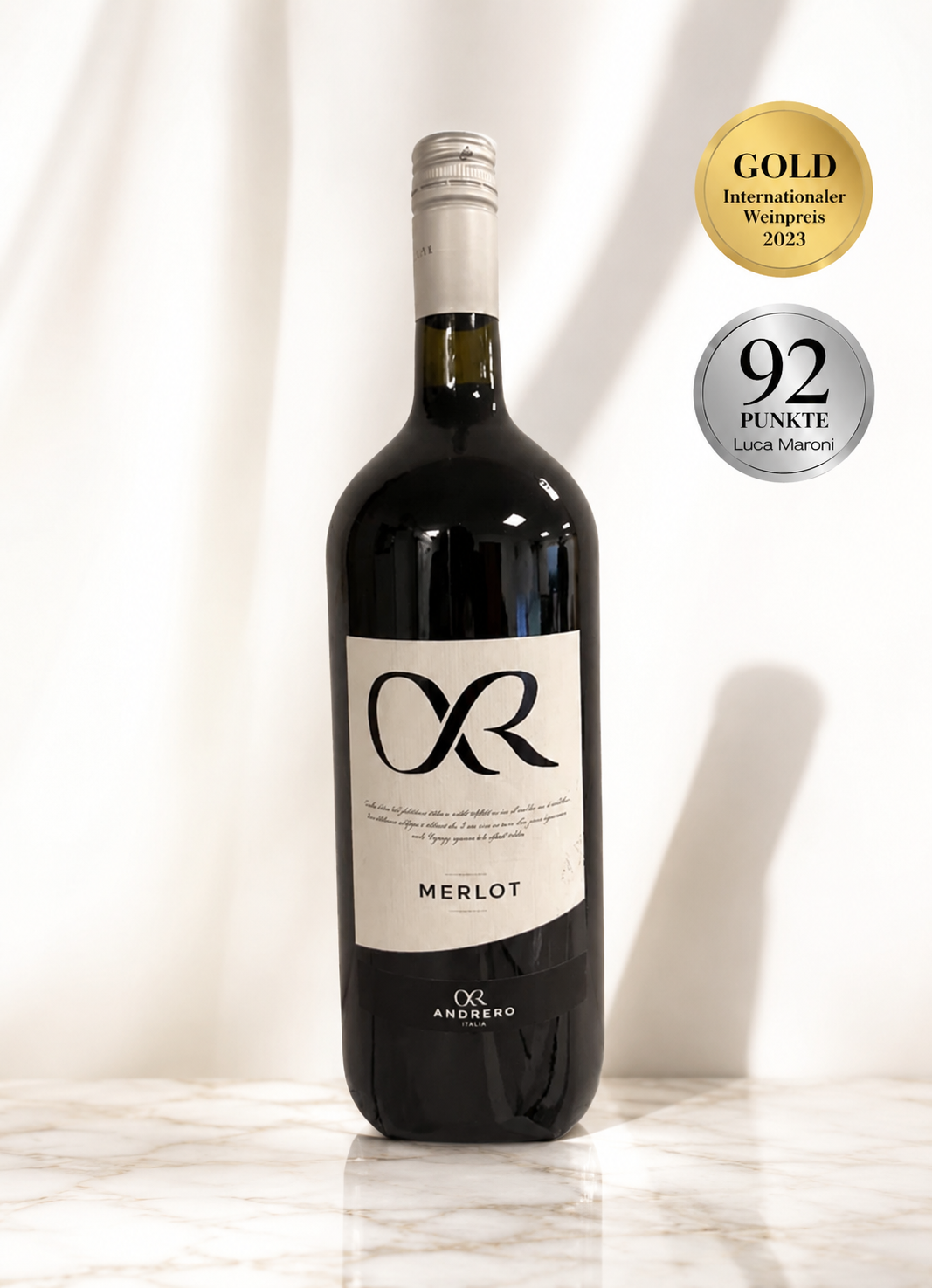 Weinflasche, Merlot, Rotwein, Etikettendesign, Andrero Italia