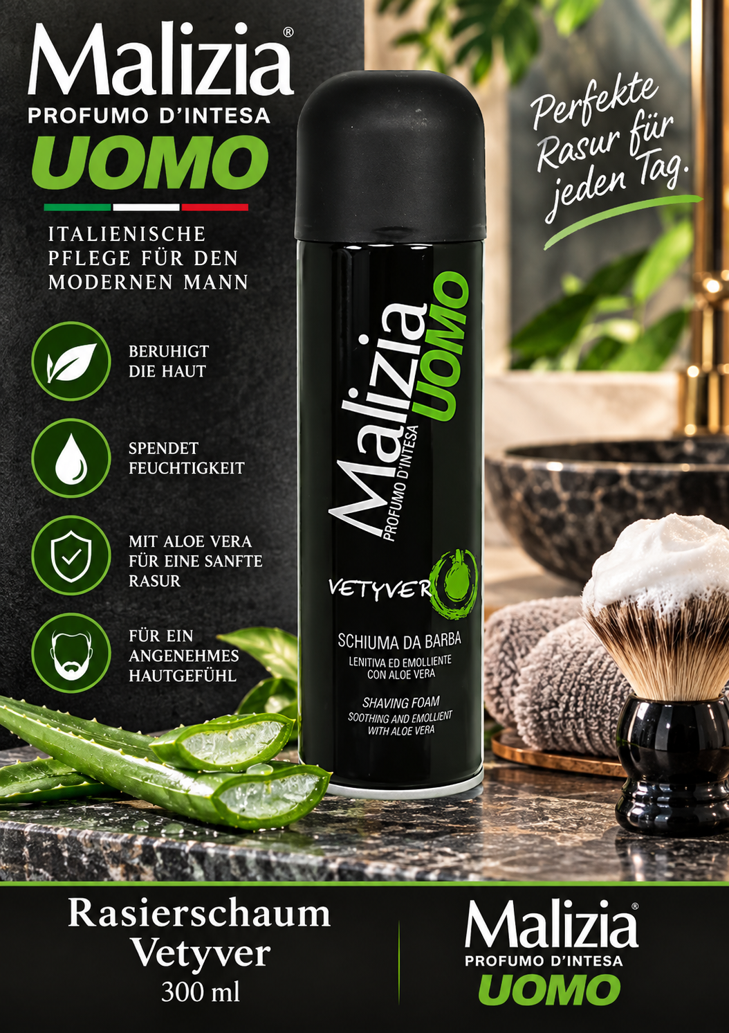 Rasiercreme, Rasierschaum, Aloe Vera, Barba Schaum, 300 ml